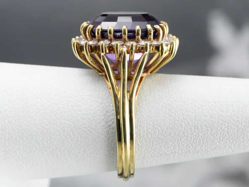 Vintage Amethyst and Diamond Cocktail Ring - image 7