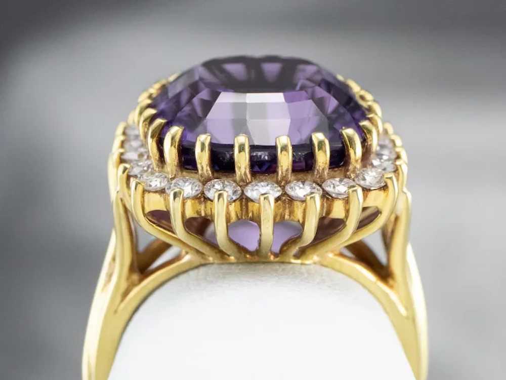Vintage Amethyst and Diamond Cocktail Ring - image 8