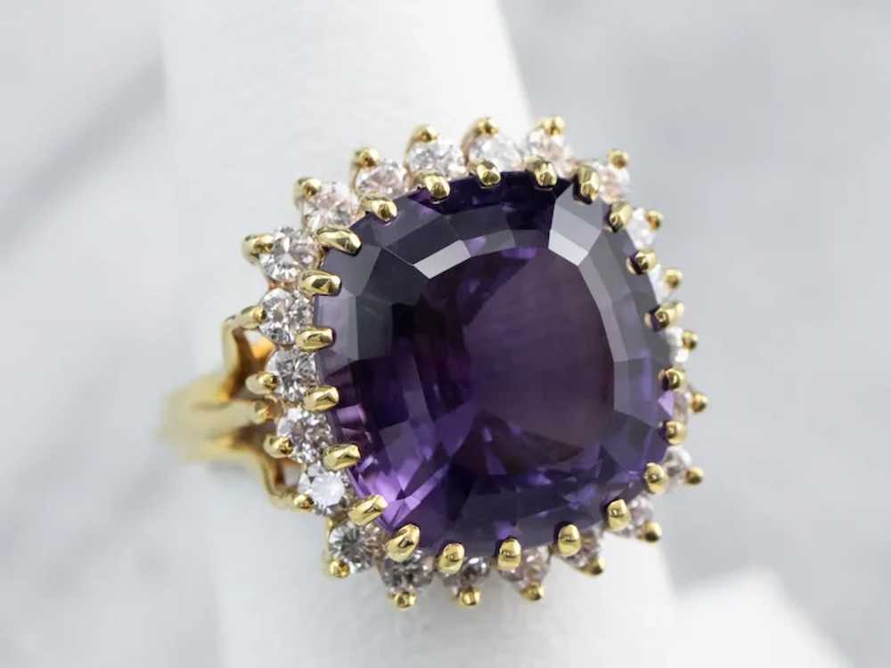 Vintage Amethyst and Diamond Cocktail Ring - image 9