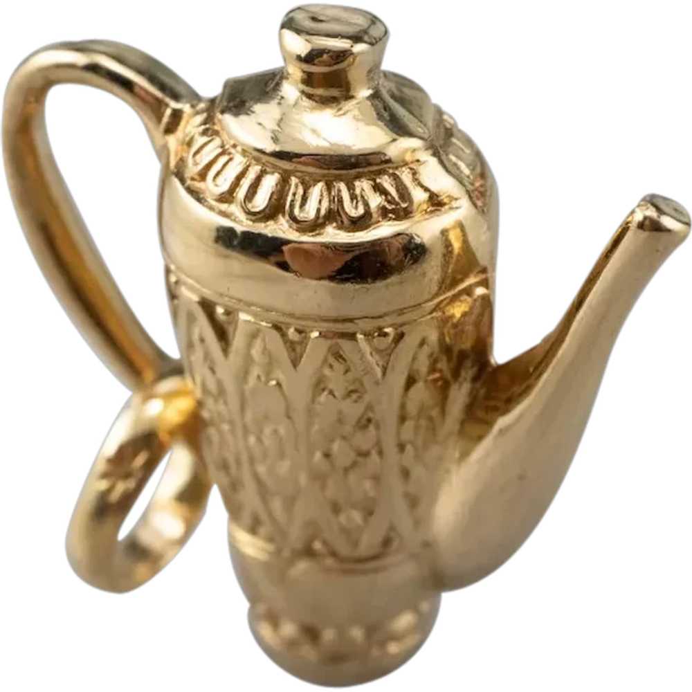 Ornate 18 Karat Gold Teapot Charm - image 1