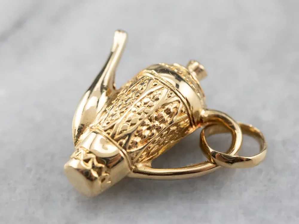 Ornate 18 Karat Gold Teapot Charm - image 4