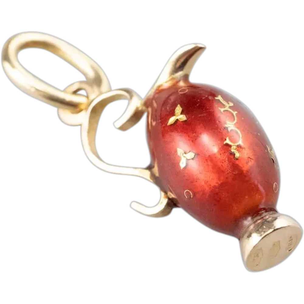 Ornate Red Enamel Vase Charm - image 1