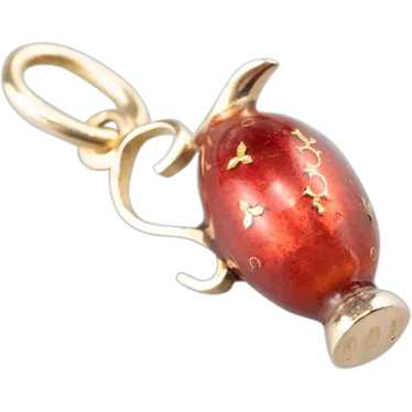 Ornate Red Enamel Vase Charm - image 1