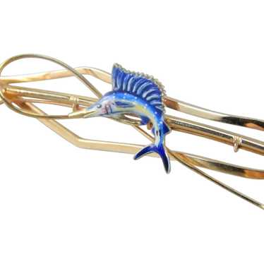 Enameled Swordfish Tie Clip, Perfect for Your Favo