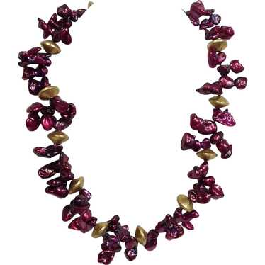 Keshi Freshwater Rasberry Pearl Necklace