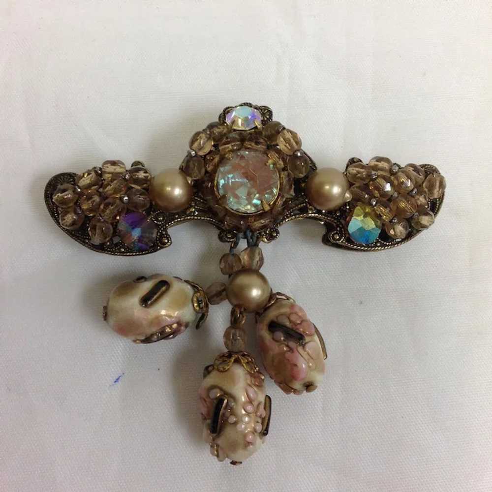 Rare Kramer Saphiret Pin with Venetian Beads and … - image 3