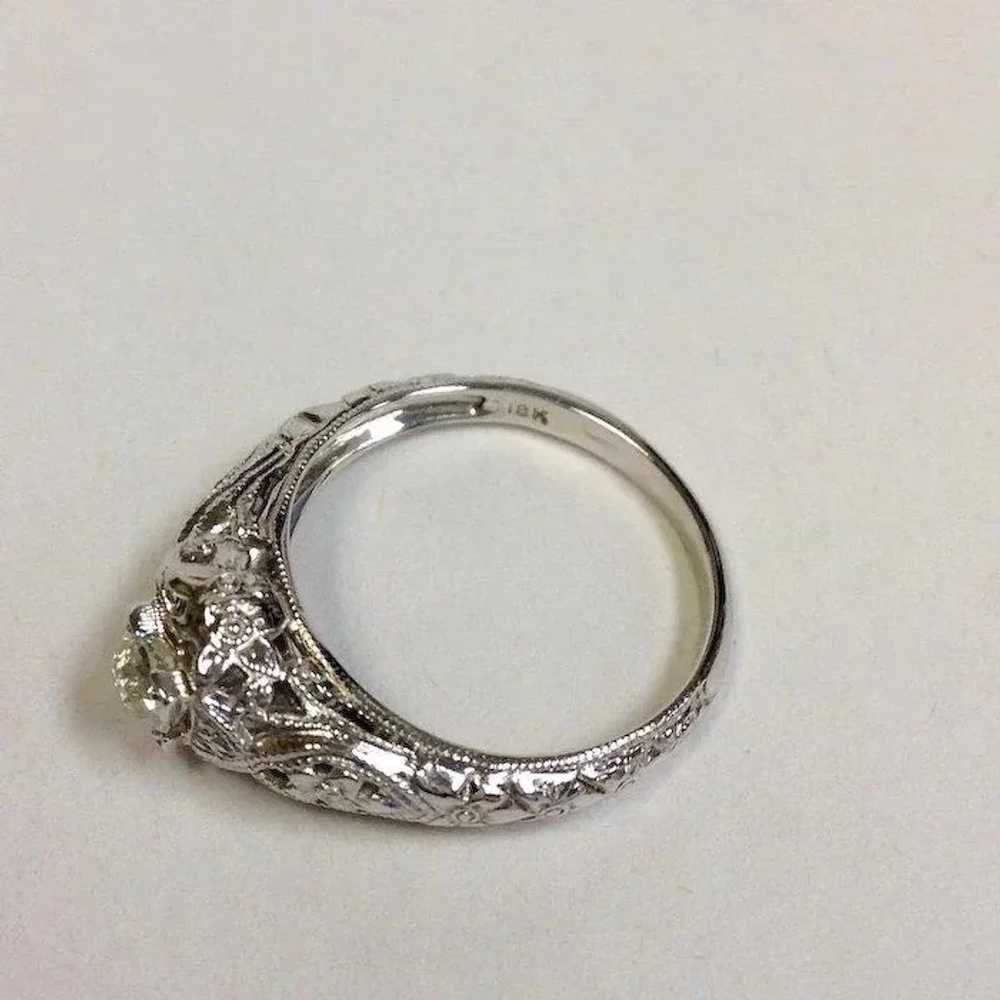 Diamond Filigree 18K Ring Old Euro Cut Size 5 - image 8