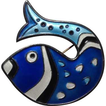 Enamel Fish Pin Sterling David Anderson