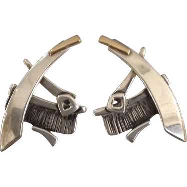 Modernist Sterling Earrings Vintage Studio - image 1