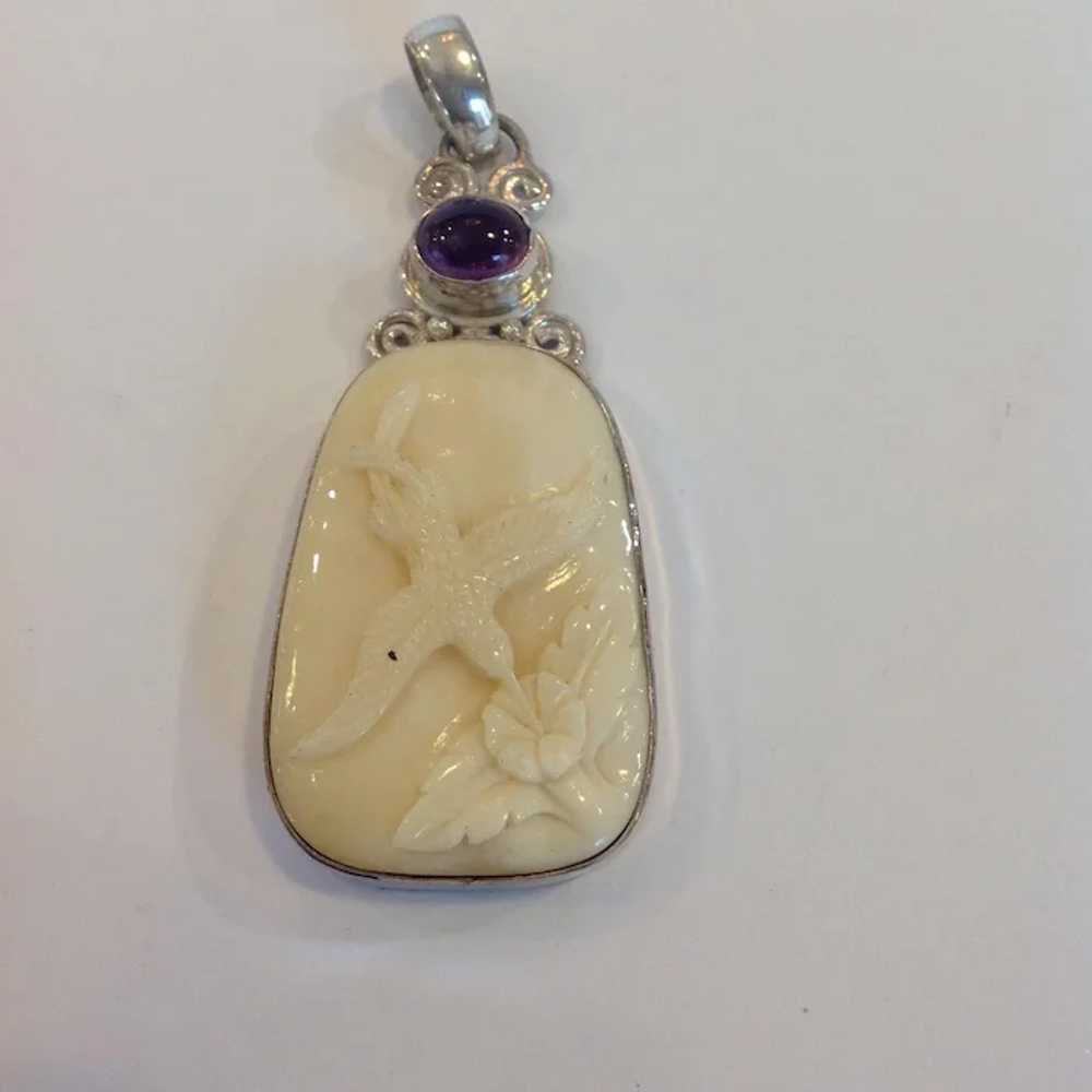 Sajen Hummingbird Sterling and Amethyst Pendant - image 2