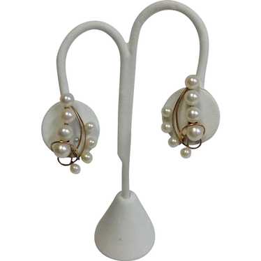 Cultured Pearl Earrings Cluster Earrings 14k