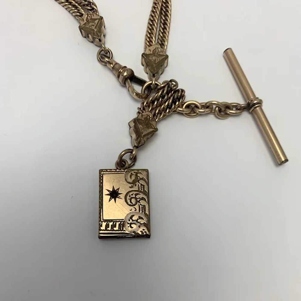 Fob Locket Watch Chain Victorian Gold Plate 19th … - image 3