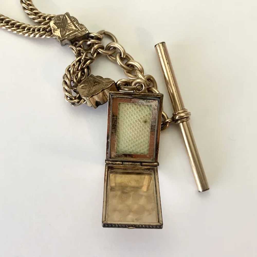 Fob Locket Watch Chain Victorian Gold Plate 19th … - image 4