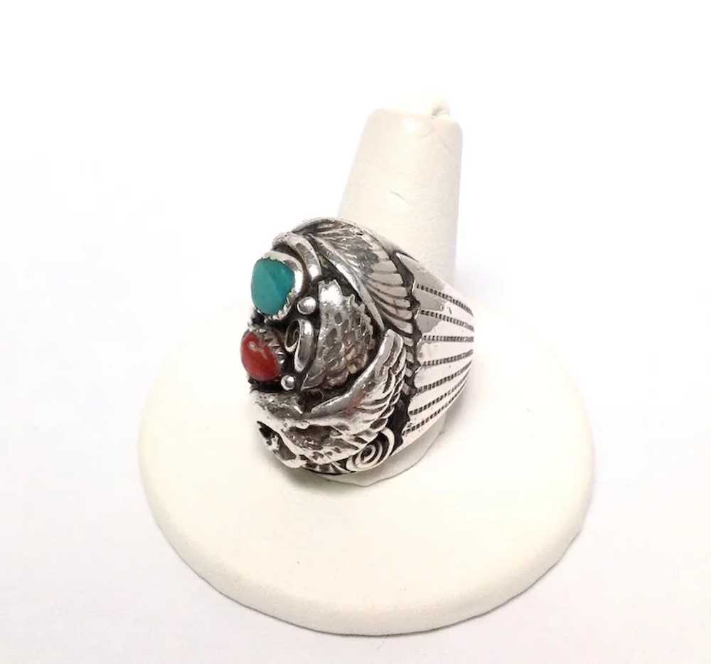 Native American Sterling And Turquoise Men's Eagl… - image 4