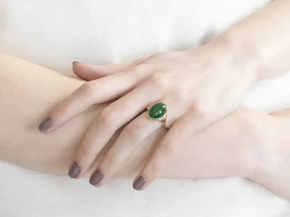 Sweet Vintage Jade Cabochon Ring - image 10