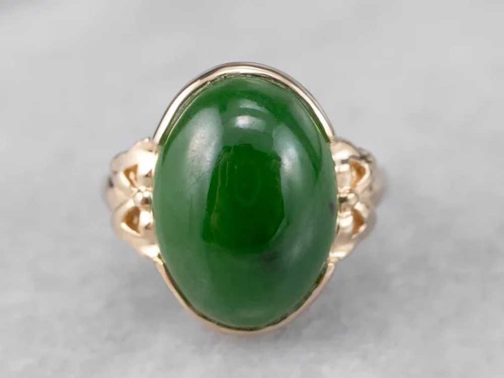 Sweet Vintage Jade Cabochon Ring - image 2