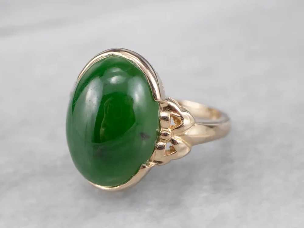 Sweet Vintage Jade Cabochon Ring - image 4