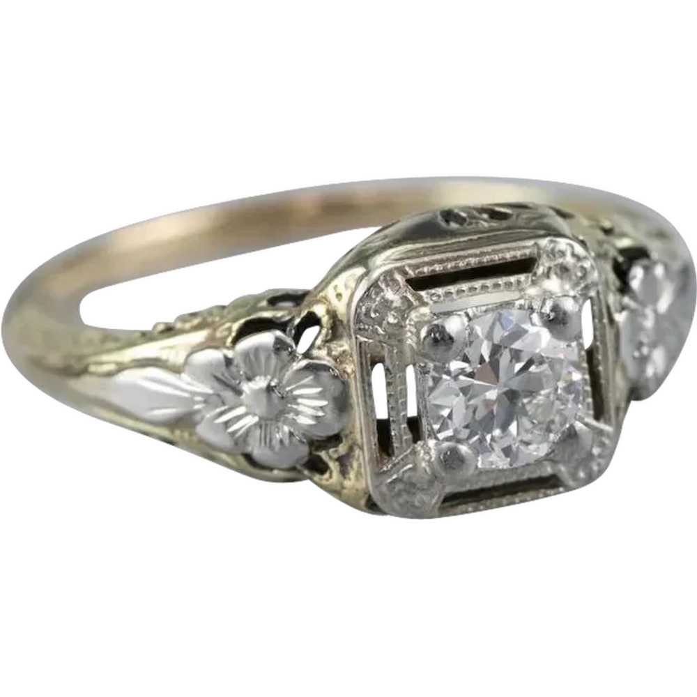 Late Art Deco Old Mine Cut Diamond Ring - image 1