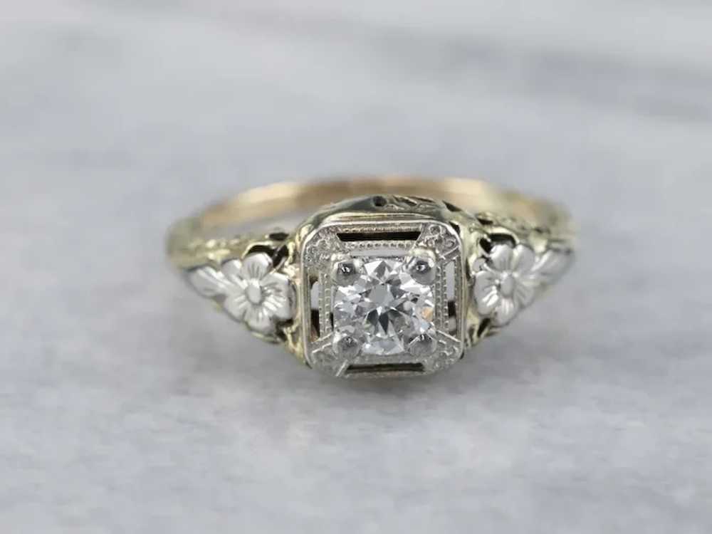 Late Art Deco Old Mine Cut Diamond Ring - image 2