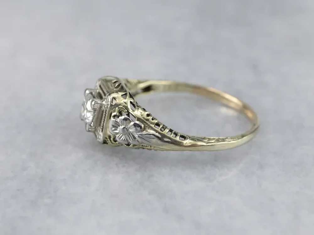 Late Art Deco Old Mine Cut Diamond Ring - image 4