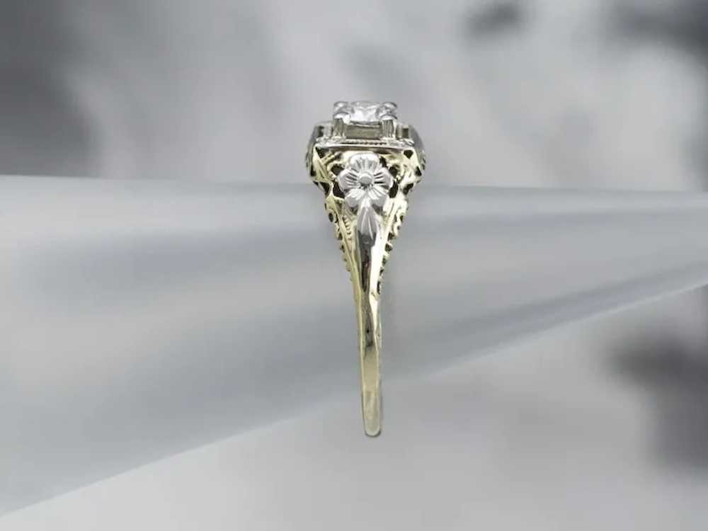 Late Art Deco Old Mine Cut Diamond Ring - image 7