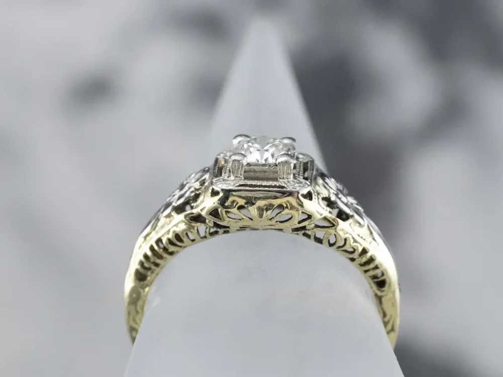 Late Art Deco Old Mine Cut Diamond Ring - image 8