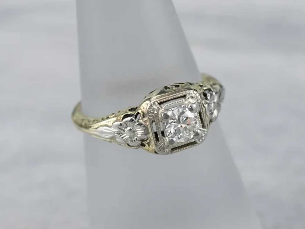 Late Art Deco Old Mine Cut Diamond Ring - image 9