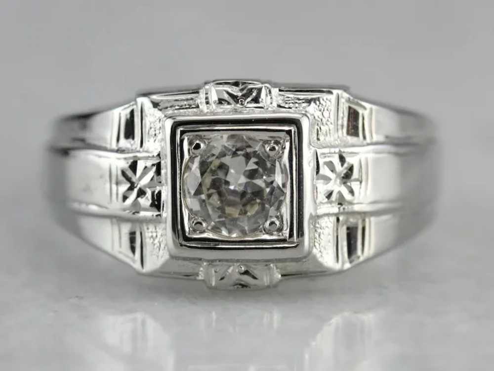 European Cut Diamond Solitaire Ring - image 2