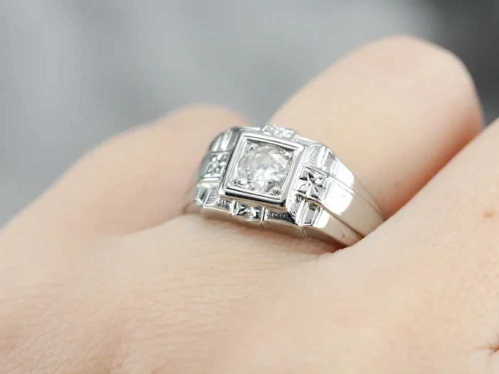 European Cut Diamond Solitaire Ring - image 7