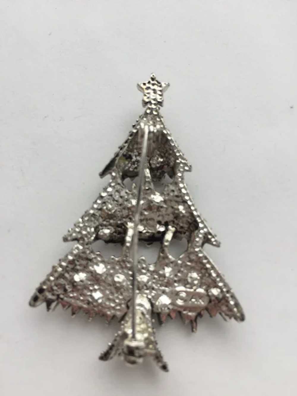Glittery Signed Rhinestone Christmas Tree  Pin - image 2