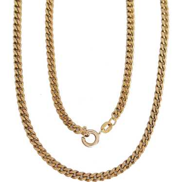 Estate 9k Yellow Gold Italian 17" Curb Necklace, 1