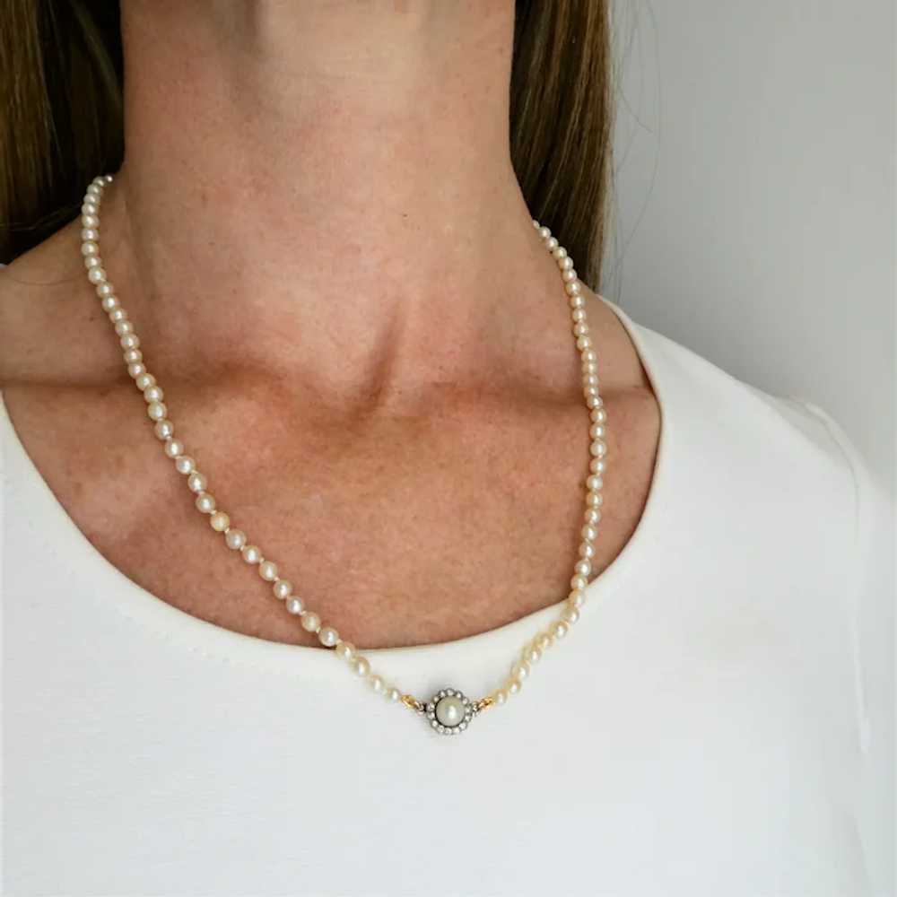 Antique Art Deco Cultured Pearl Necklace with Pea… - image 10