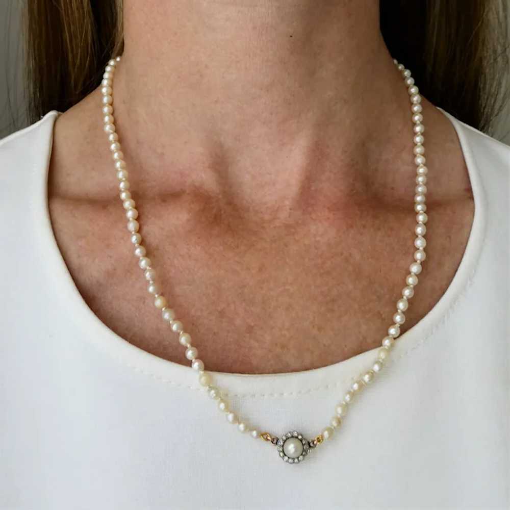Antique Art Deco Cultured Pearl Necklace with Pea… - image 11