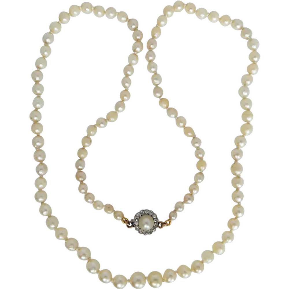 Antique Art Deco Cultured Pearl Necklace with Pea… - image 1