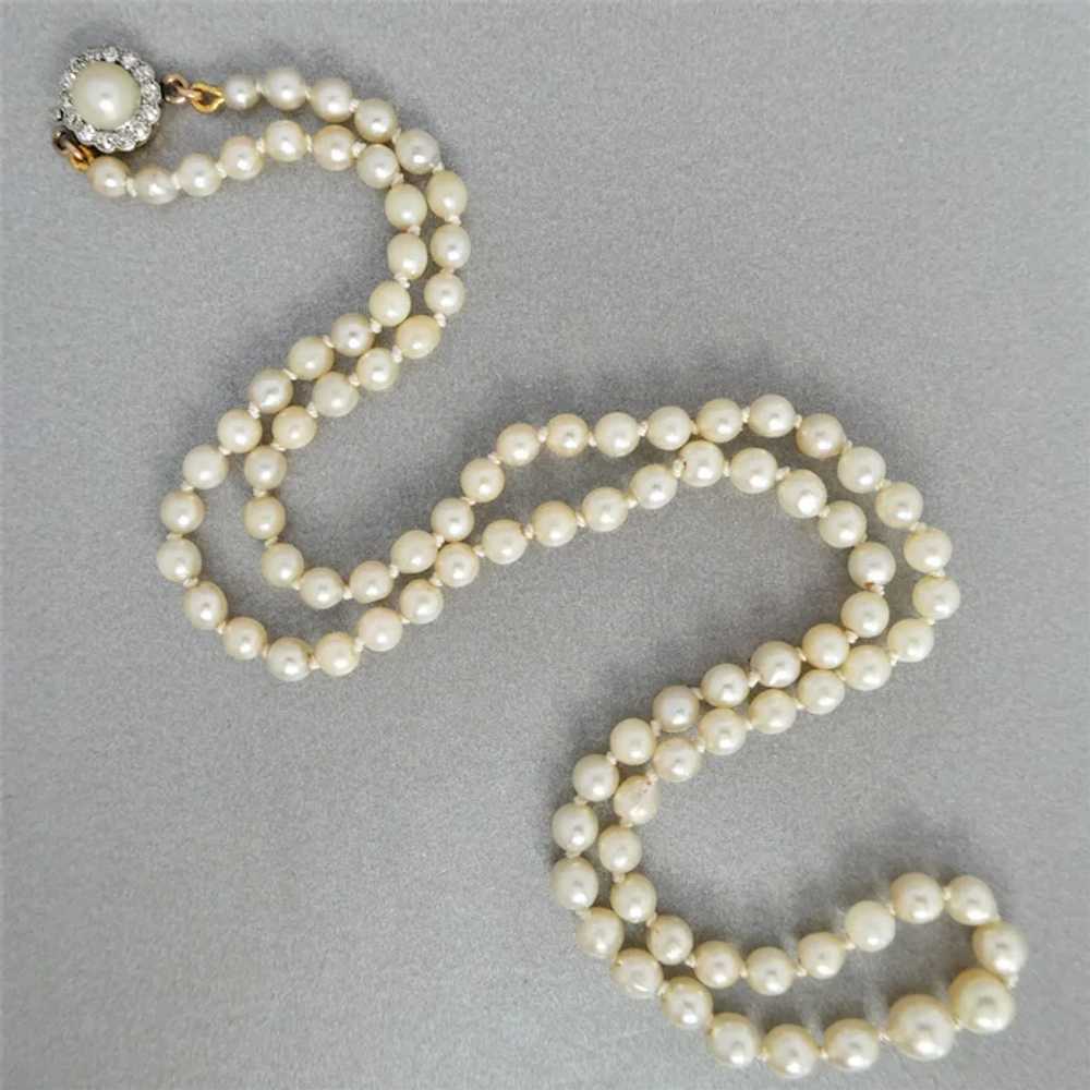 Antique Art Deco Cultured Pearl Necklace with Pea… - image 2