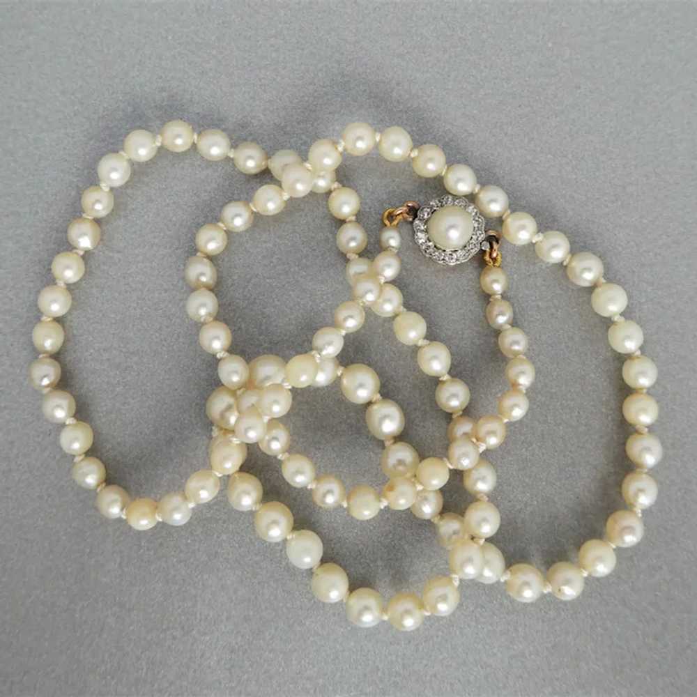 Antique Art Deco Cultured Pearl Necklace with Pea… - image 3