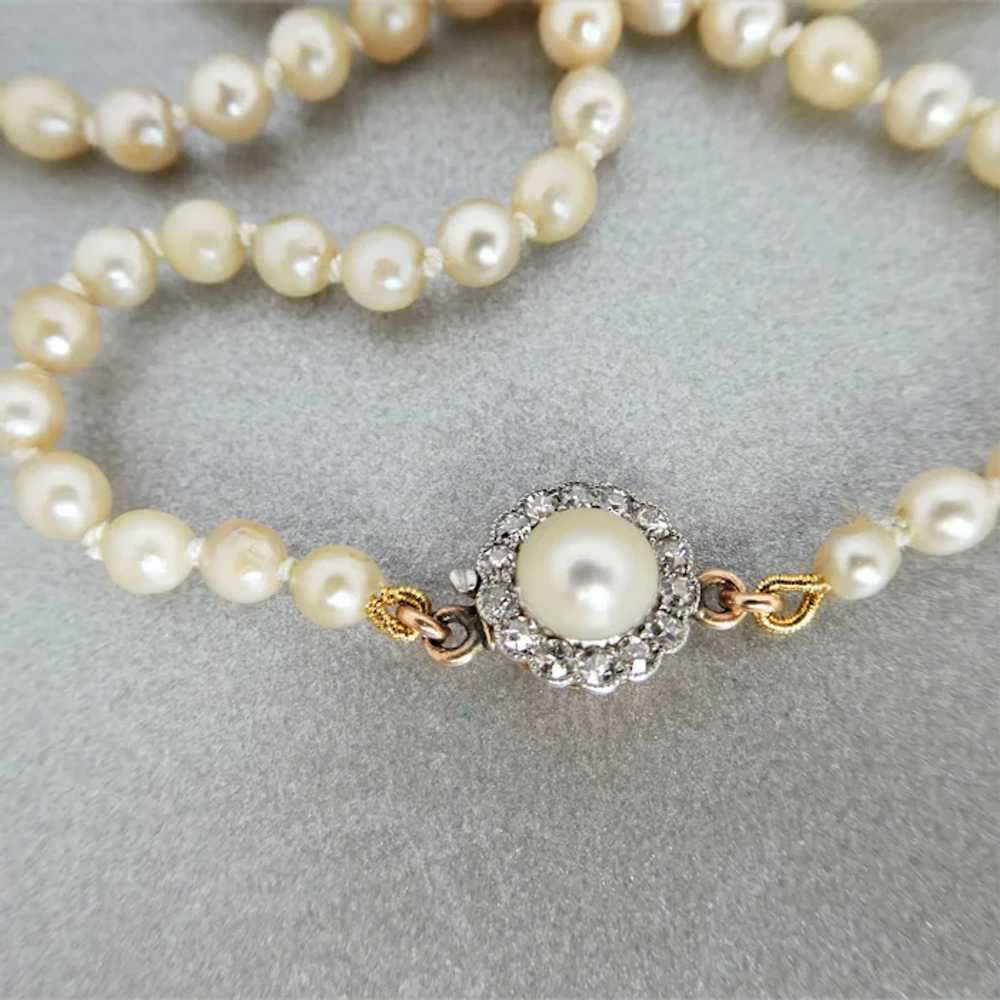 Antique Art Deco Cultured Pearl Necklace with Pea… - image 5