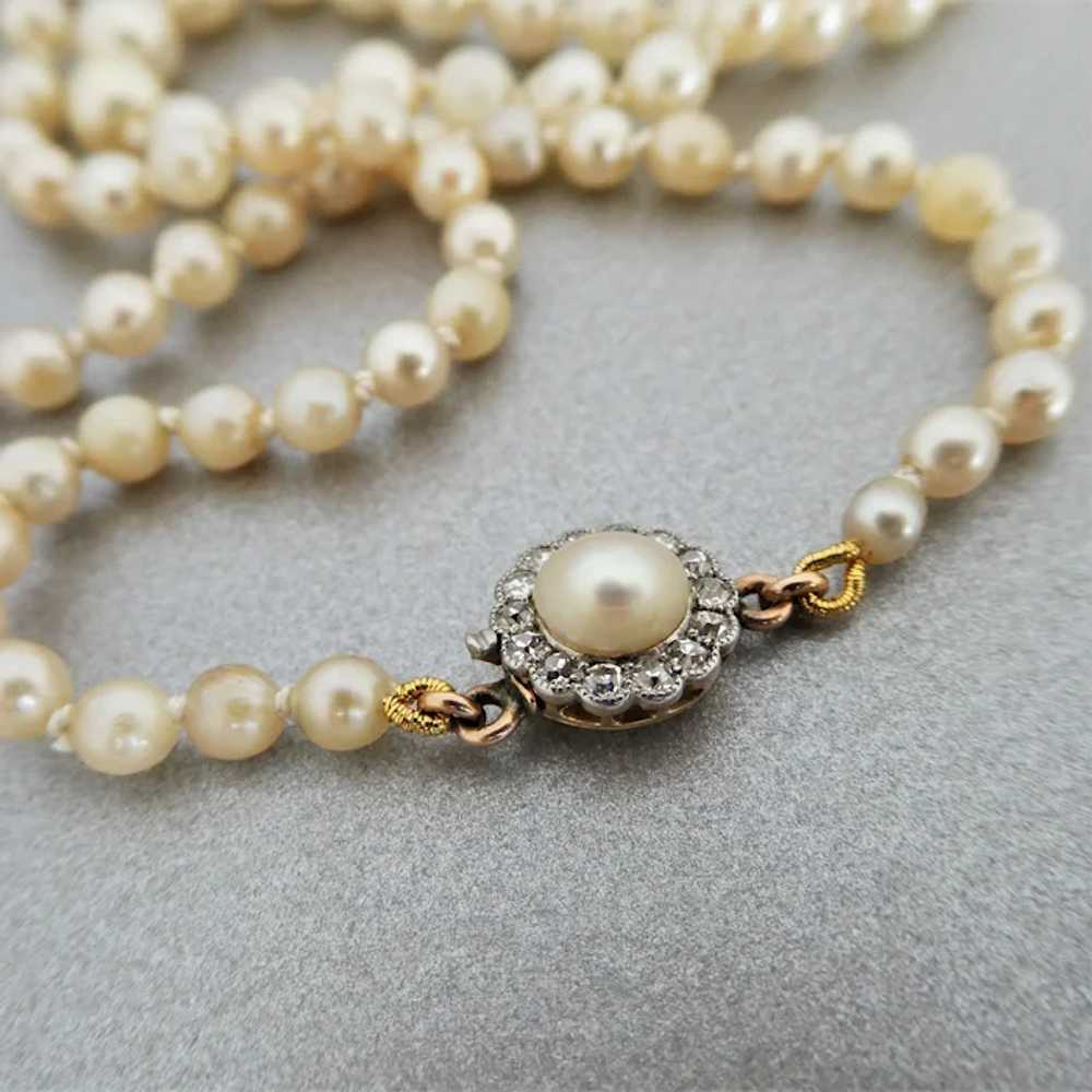 Antique Art Deco Cultured Pearl Necklace with Pea… - image 6