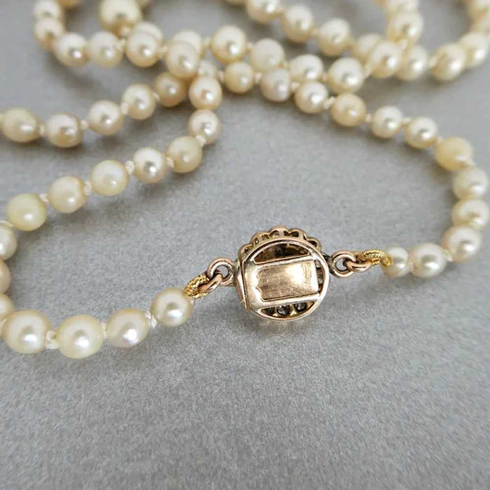 Antique Art Deco Cultured Pearl Necklace with Pea… - image 7