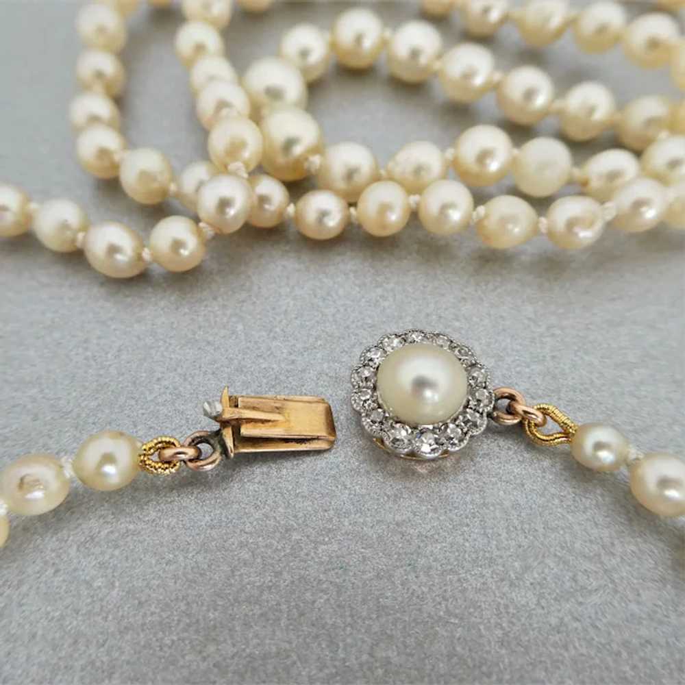 Antique Art Deco Cultured Pearl Necklace with Pea… - image 8