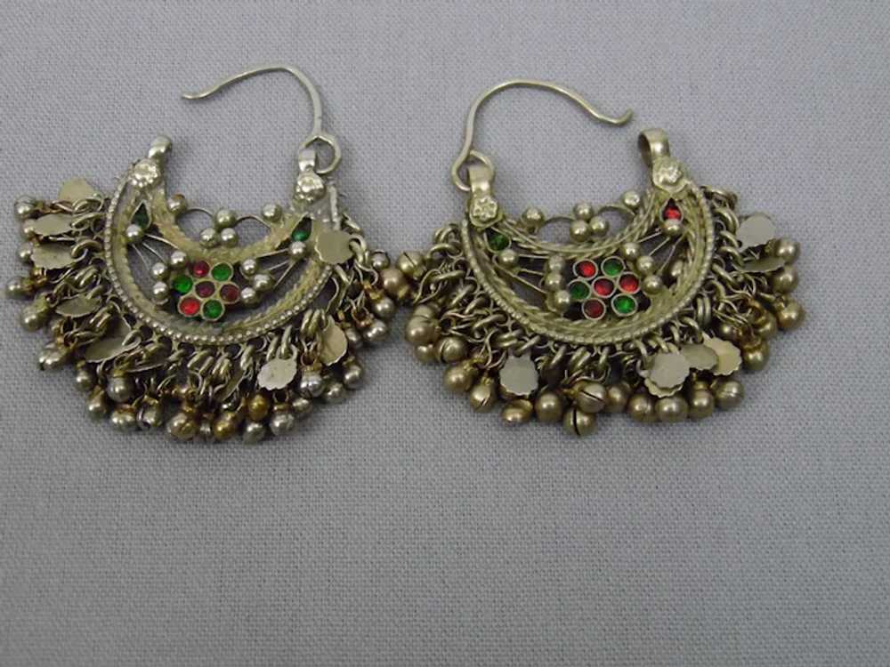 Tribal Style Hoop Pierced Earrings Nomadic Afghan… - image 2