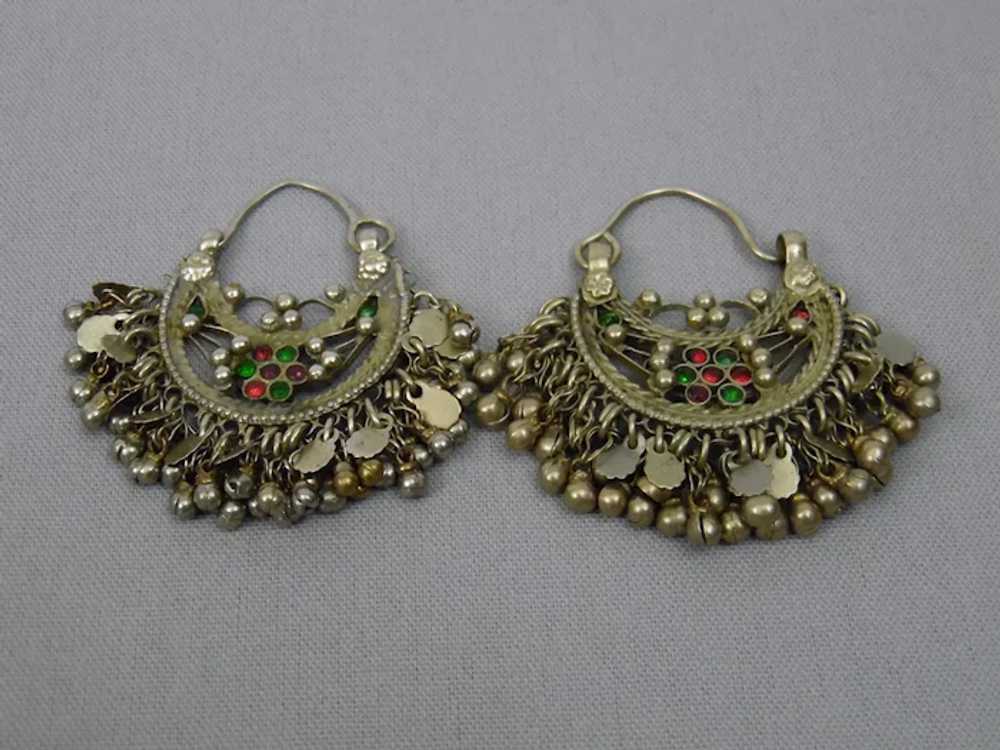 Tribal Style Hoop Pierced Earrings Nomadic Afghan… - image 4