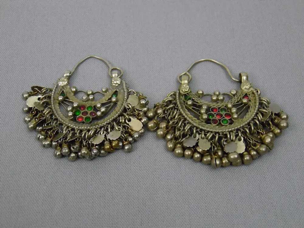 Tribal Style Hoop Pierced Earrings Nomadic Afghan… - image 5