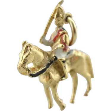 Lovely Enamel British Guard Atop Of Horse Charm