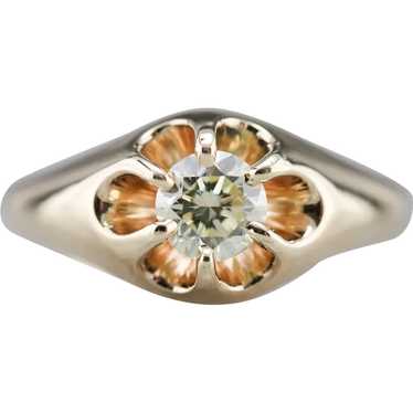 Unisex Upcycled Diamond Belcher Ring - image 1
