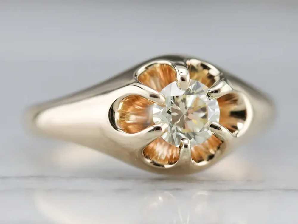 Unisex Upcycled Diamond Belcher Ring - image 2