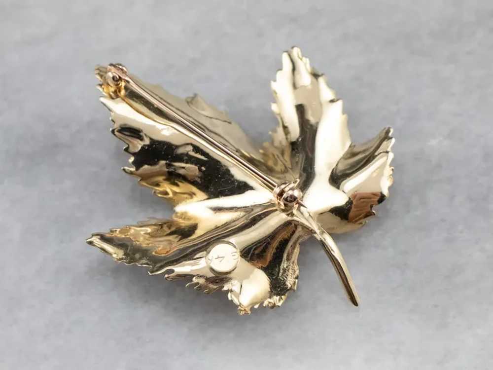 Vintage Cultured Pearl Grape Leaf Brooch - image 5
