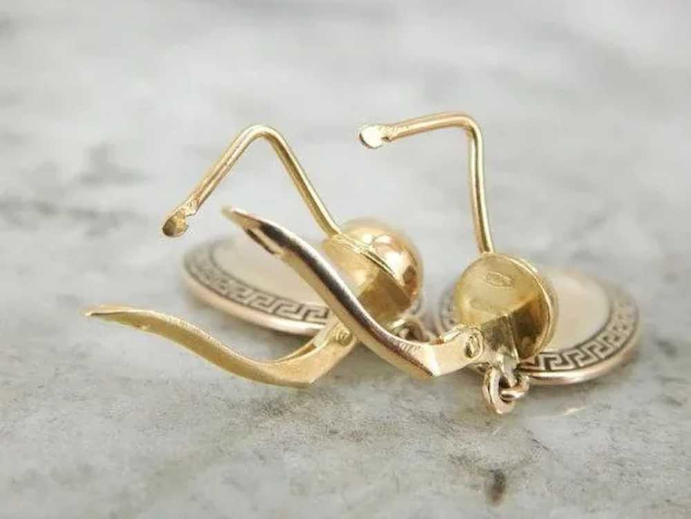 Greek Key Upcycled Cufflink Drop Earrings - image 5