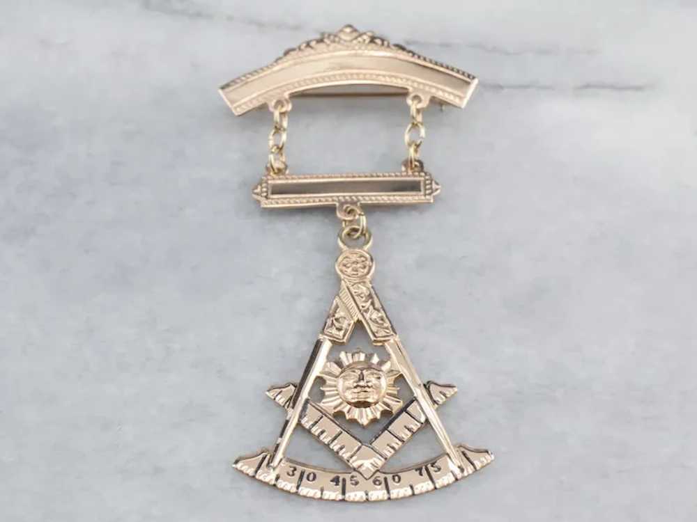 Vintage Masonic Enamel and 10 Karat Gold Medallio… - image 2