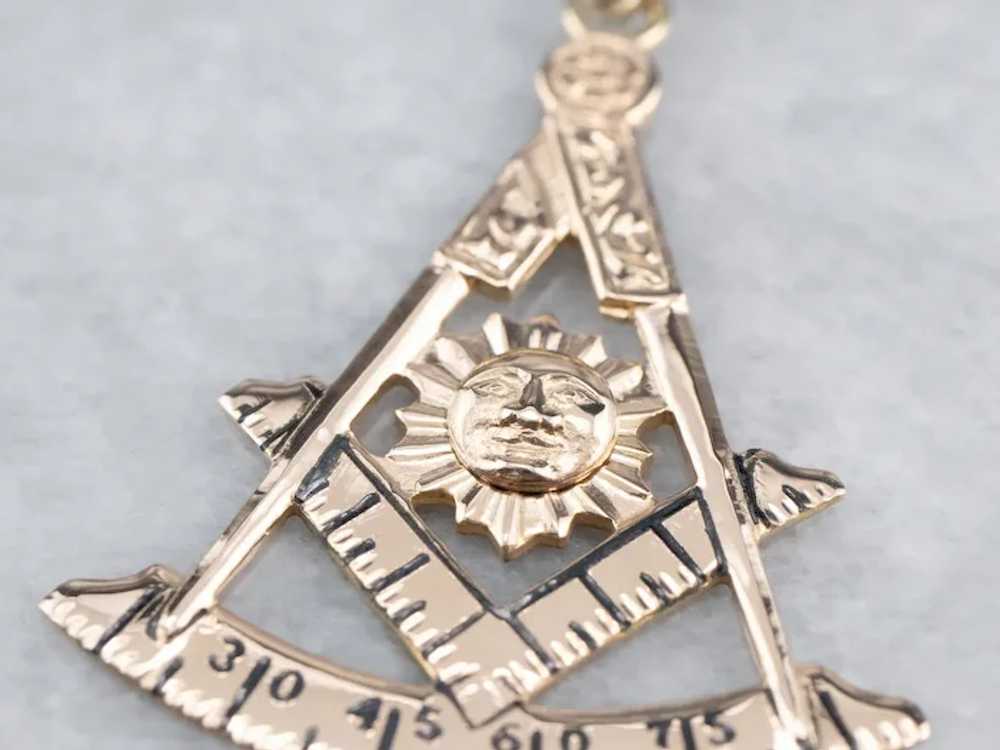 Vintage Masonic Enamel and 10 Karat Gold Medallio… - image 3